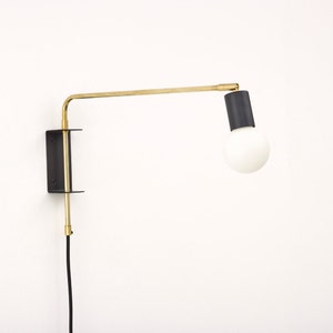 Brass Swing Wall Lamp with wall bracket and plug and switch