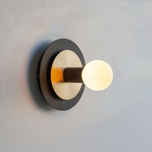 Large Black &quot;Aureole&quot; Brass Wall Sconce