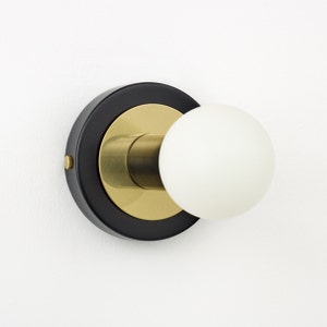 Aureole Flush Wall Light - Black with Brass