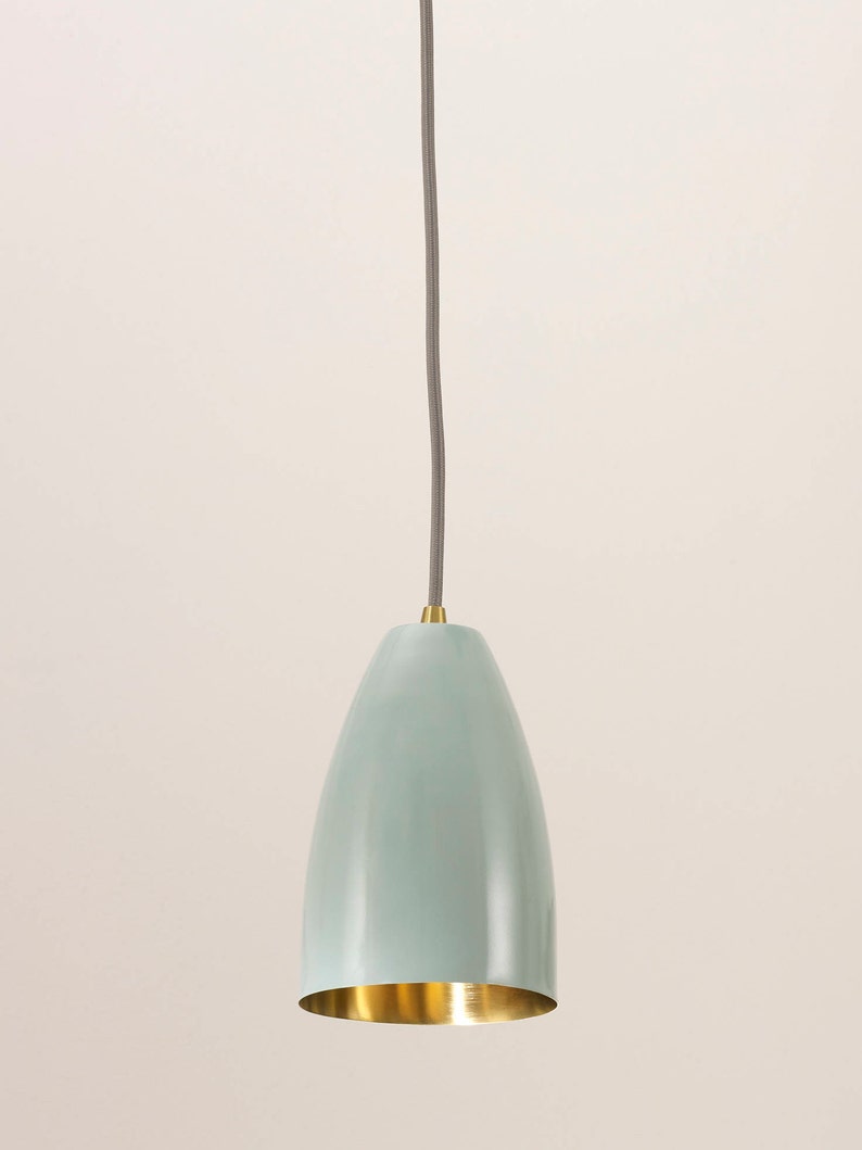 Loki Duck Egg Blue Brass Shade Pendant Light Ceiling Light Etsy UK