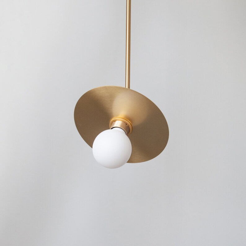 Arc brass pendant light with brass tube and adjustable joint image 2