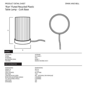 Rian Fluted Table Lamp Cork image 8