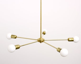 Five Arm Brass Chandelier