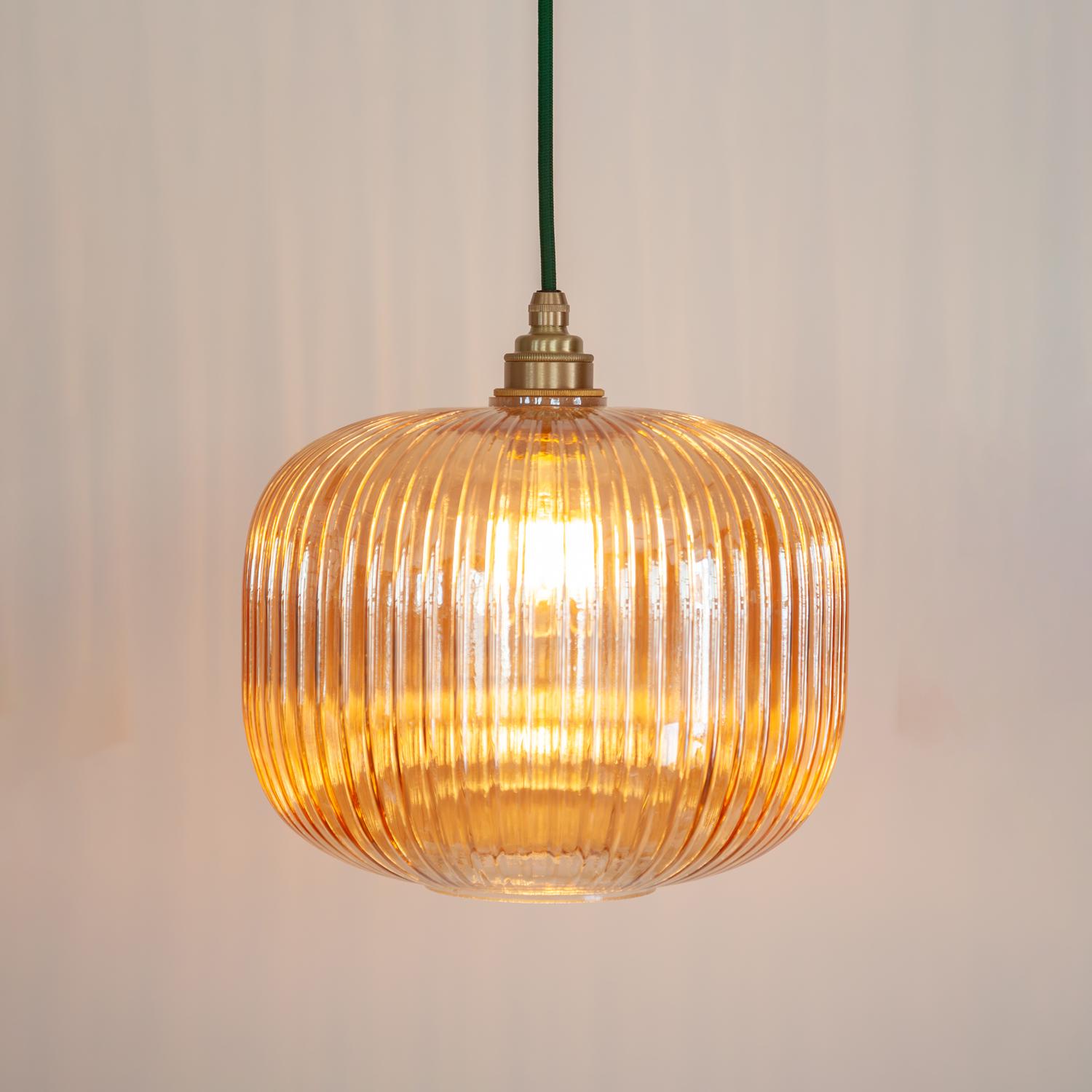 Amber Reeded Glass Pendant Light - Etsy