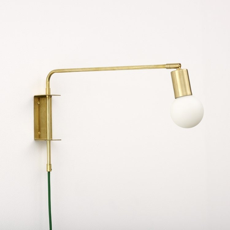 Swing Arm Wall Light Bracketed Brass Lamp