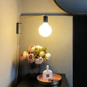 Brass Swing Wall Lamp with wall bracket and plug and switch image 3