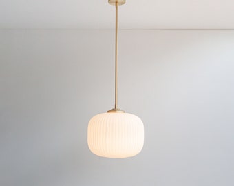 Opal Reeded Stem Pendant Light