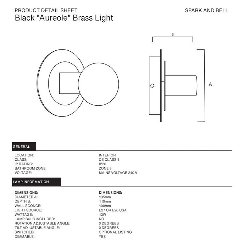 Black Aureole Brass Light image 6