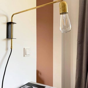 Brass Swing Wall Lamp with wall bracket and plug and switch image 6