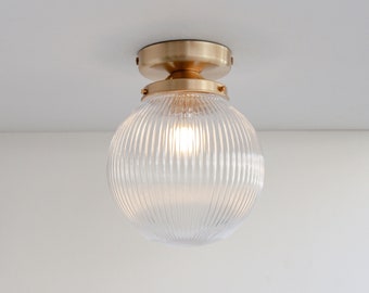 Reeded Globe Flush Ceiling Light