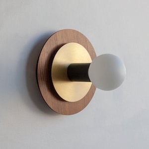 Large Walnut "Aureole" Brass Light