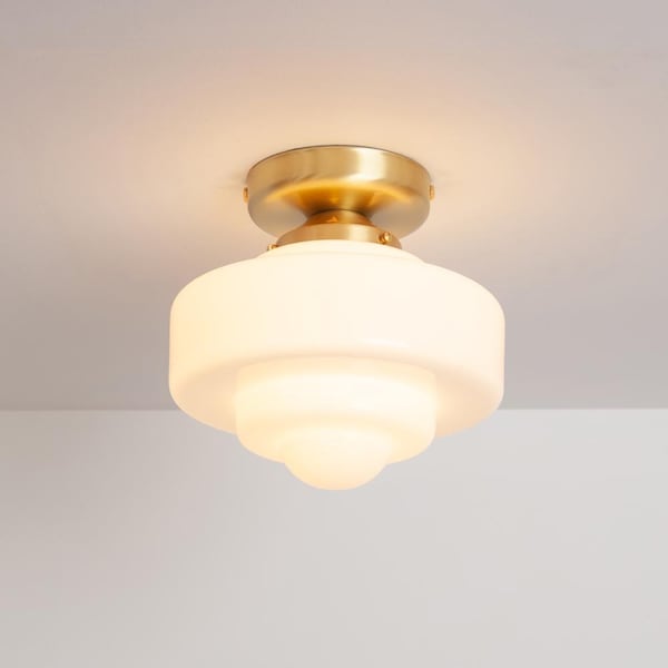 Atlas Opal Glass Flush Ceiling Light