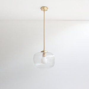 Clear Reeded Glass Stemmed Pendant Light