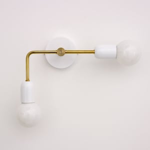 White and Brass Asymmetric Wall Sconce
