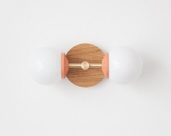 Small Oak or Blackened Oak Opal Double Arm Wall Light