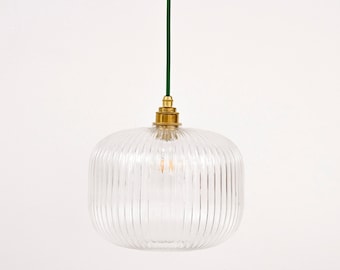 Clear Reeded Glass Pendant Light