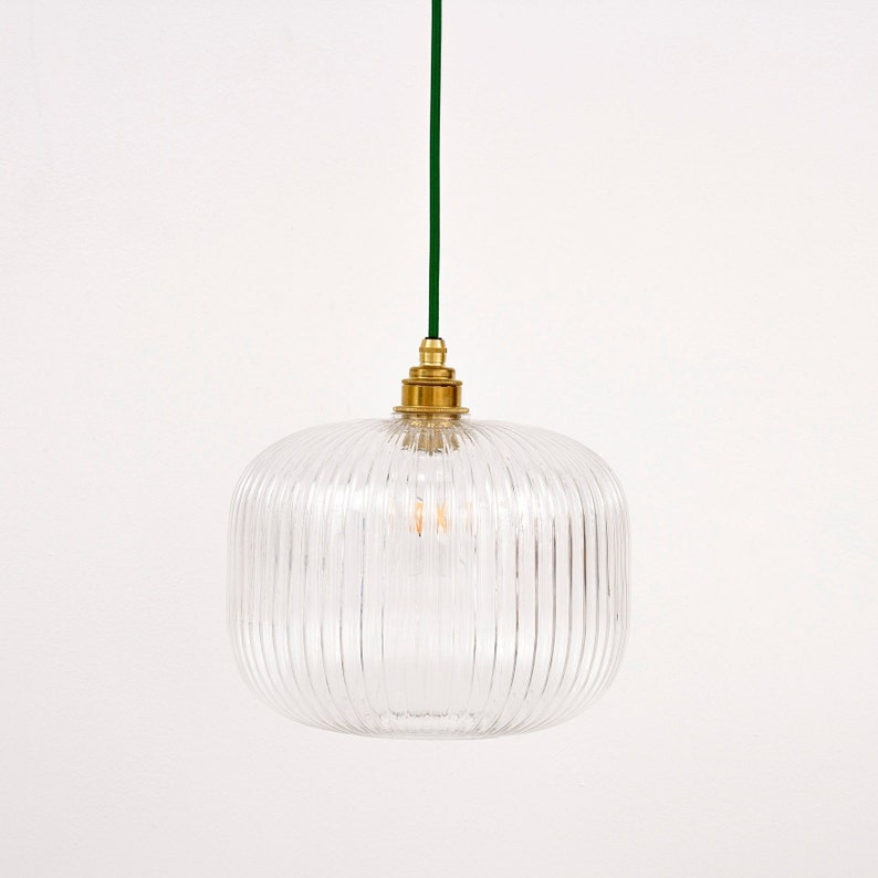 Reeded Glass Cylinder Pendant Light