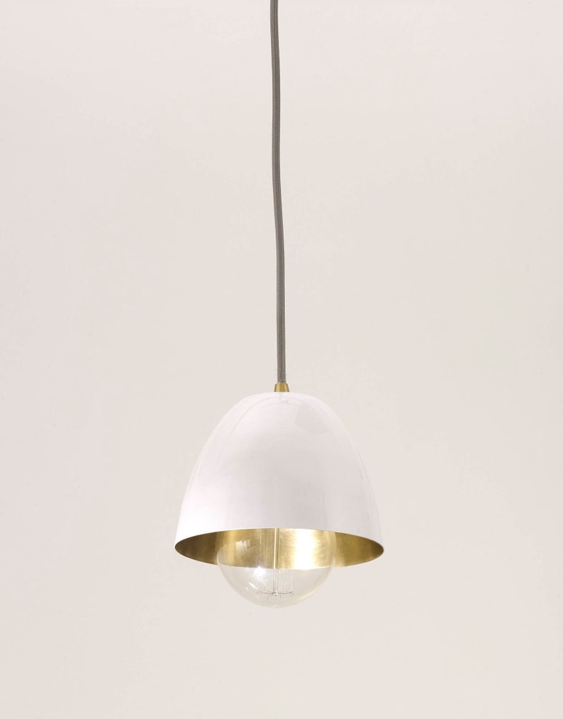 Lulu White Brass Shade Pendant Light Fabric Image 0