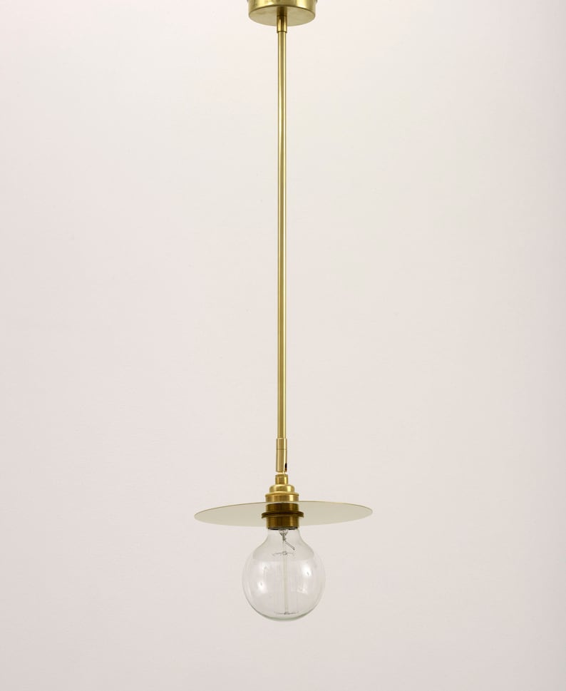 Arc brass pendant light with brass tube and adjustable joint image 3