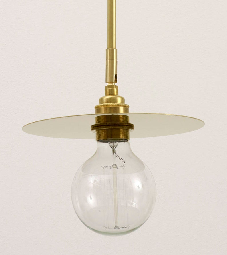 Arc brass pendant light with brass tube and adjustable joint image 4