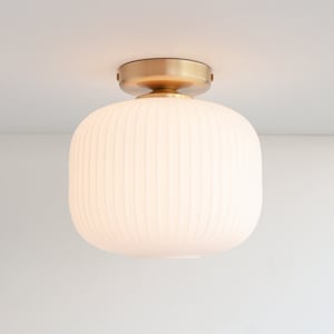 Opal Reeded Glass Flush Ceiling Light