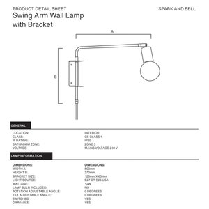 Brass Swing Wall Lamp with wall bracket and plug and switch image 9