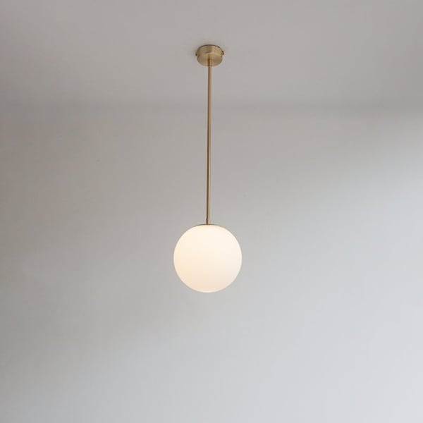 Large Matt Opal Globe Stemmed Pendant