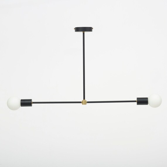T-bar Brass Pendant Light in Black 