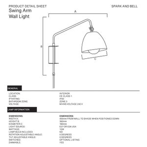 Swing Arm Wall Lamp with Lulu Shade and Bracket image 8