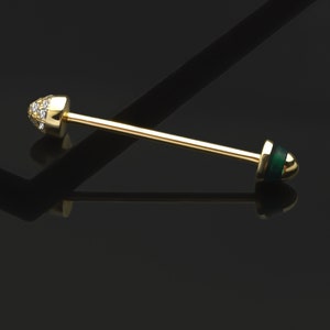 Strip 14k Solid Gold Navel Piercing Jewelry, Minimalist Gold Navel Screw Piercing, Musical Note Screw lip Piercing Gift For Woman