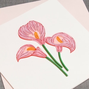 3D blank Quilled tarjeta feliz cumpleaños rosa Tulipanes tarjeta