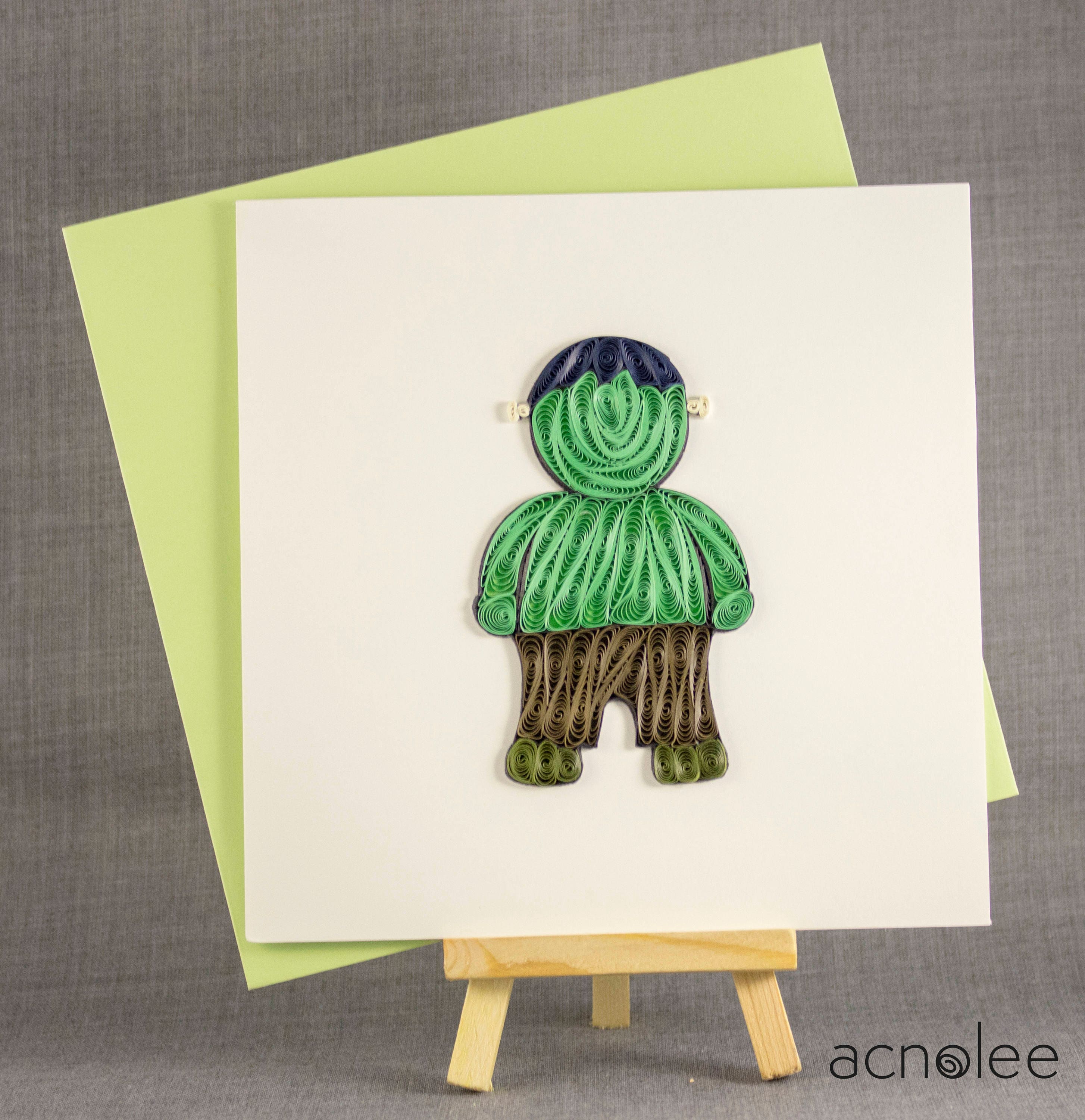 3D Handmade Halloween Card Blank Quilled Frankenstein Quilling