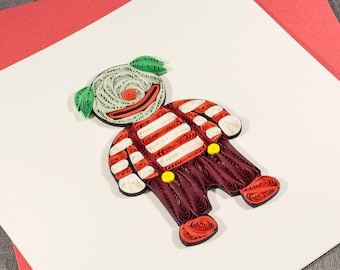 Cartão de Halloween com Palhaço em Quilling, Cartão em Branco 3D Feito à Mão