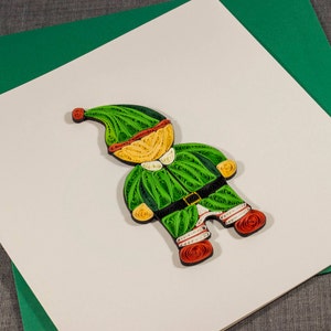 3D handmade tarjetas de Navidad en blanco Elfo Santas pequeño ayudante Quilled Navidad Quilling tarjeta