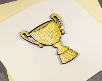 3D blanche trophée piquants Félicitations carte Félicitations, carte de Quilling