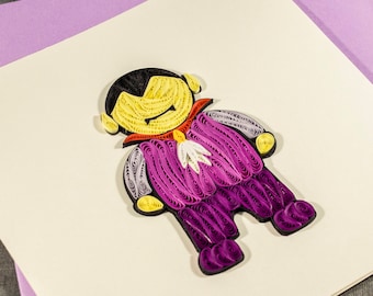 Cartão de Halloween de vampiro feito à mão com técnica quilling: Cartão em branco 3D