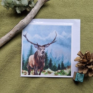 Um veado selvagem aparece neste cartão de felicitações exclusivo. De uma pintura original de Jane Stewart
