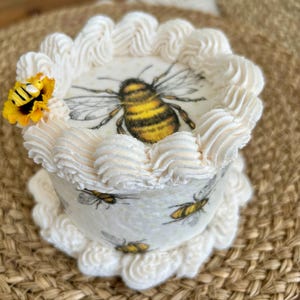 Fake 5in mini celebration cake special occasions or remembering heavenly birthdays at home or added to bouquets for loved ones and friends.