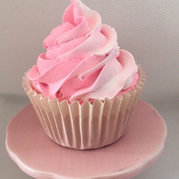 4 x fake pink and white swirl cupcake props for display