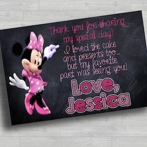 Dankeskarte Disney Minnie Maus 4x6 Digitale Datei DOWNLOAD PDF JPG
