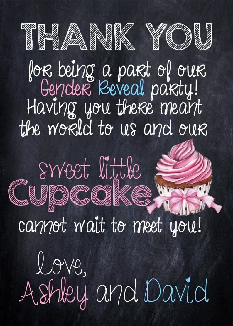 Cupcake or Stud Muffin Gender Reveal Invitation Thank You Card - Etsy