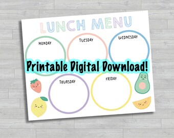 Leuke fruitlunchplanner voor kinderen · Afdrukbare weekplanner · Lunchmenu kinderen · Organisatieplanner lunchmenu school · DIGITAAL BESTAND