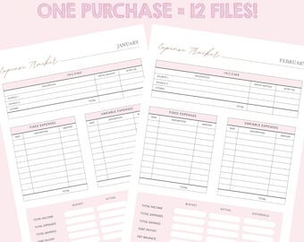 Maandelijkse budgetplanner en onkostentracker | Spreadsheetsjabloon financiën | Factuur Betaling Inkomsten Debiteurenbeheer | Afdrukbare digitale download