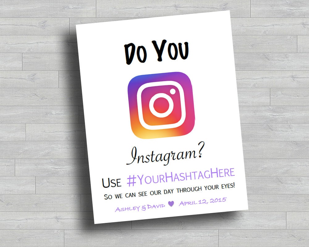 Instagram Wedding Sign, Digital PDF File, Printable - Etsy