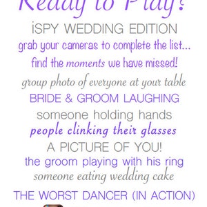 iSpy Wedding Table Game Sign | Custom Instagram Hashtag Photo Hunt | 8x10 Printable Reception Activity | Digital Download PDF JPG image 2