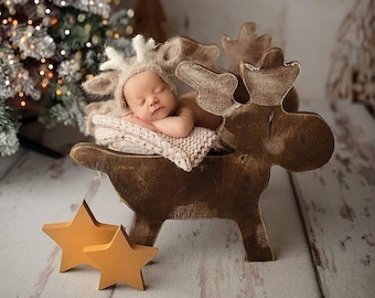 Reindeer hat,Newborn reindeer,photo props,newborn props,photography props,christmas props.baby reindeer,newborn bonnet,newborn hat