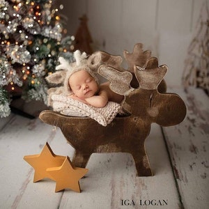 Reindeer hat,Newborn reindeer,photo props,newborn props,photography props,christmas props.baby reindeer,newborn bonnet,newborn hat