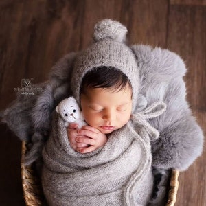 Atuendo para recién nacido, conjunto para recién nacido, accesorios para fotografías, accesorios para fotografía, fular para recién nacido, fular y gorro, pompón, accesorios para recién nacido, fular, gorros, accesorio para recién nacido, fular para bebé