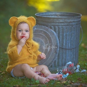 Sitter size photo props,9-12 Months, Teddy Bear Seeater, Knit photo props, Sitter size ,Knit Teddy sweater,Mohair sweater,Sitter props,