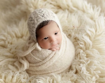 Newborn props,Photo props,Photography props,Newborn wrap,Newborn hat,Baby wrap,Newborn bonnet,Alpaca wrap,Alpaca hat,Alpaca bonnet,Knits